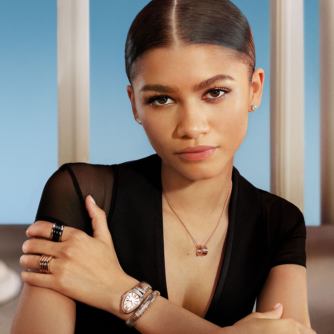 How Zendaya Perfectly Embodies The Spirit of Bvlgari's  Rock  Jewellery Collection Within Its Newest Campaign | Harper's Bazaar Arabia
