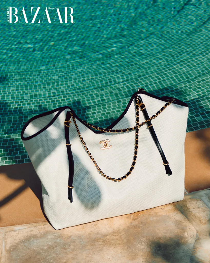 Chanel White Woven Raffia 