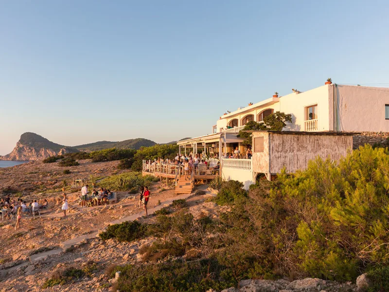 a white building at sunset in Ibiza