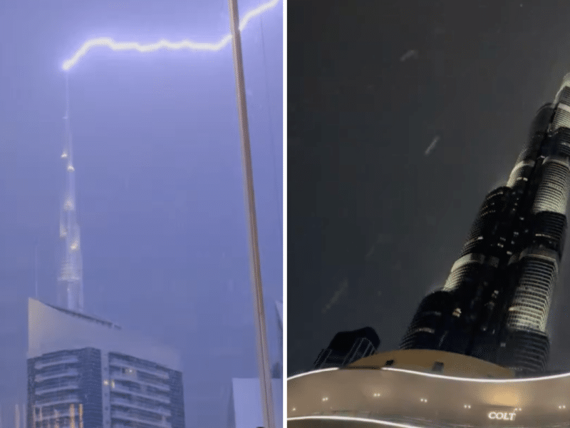 Lightning Striking Burj Khalifa During Storm
